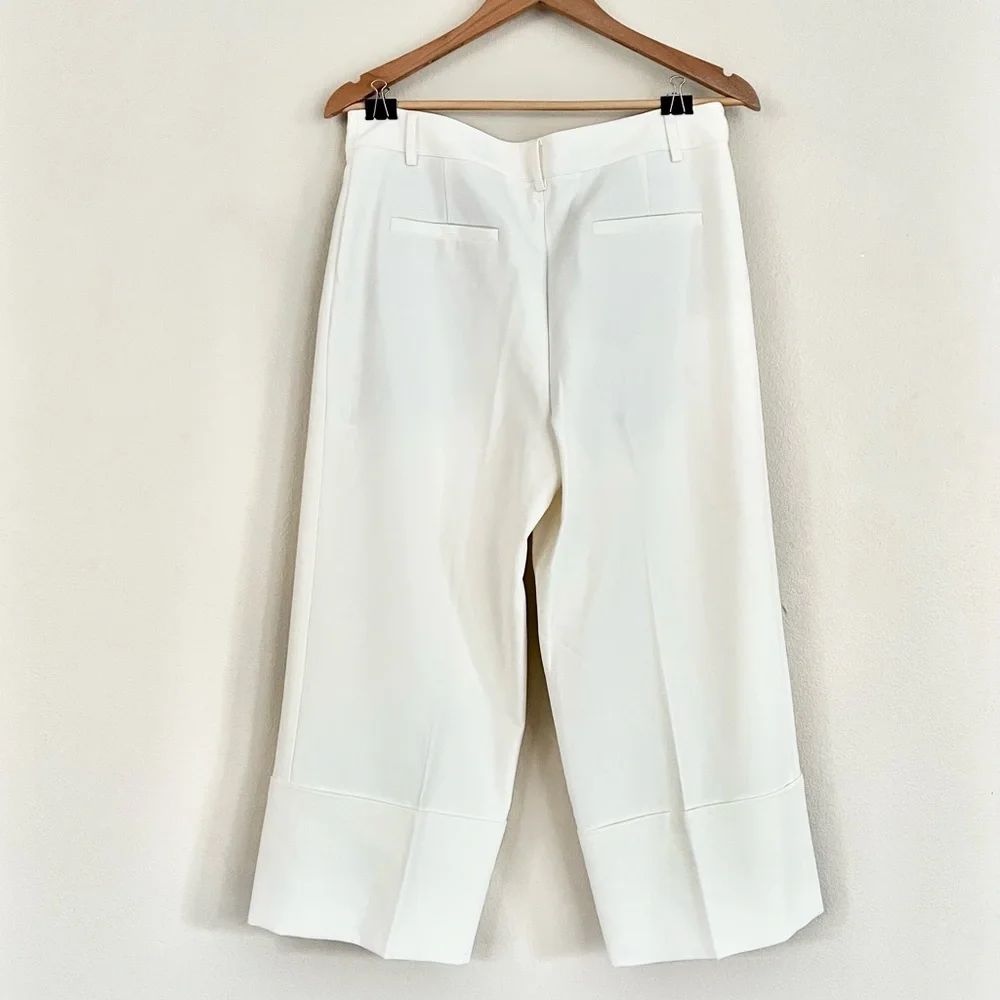 TIBI Anson Cuffed Nerd Wide Leg Pants in Ivory White - Picture 7 of 11